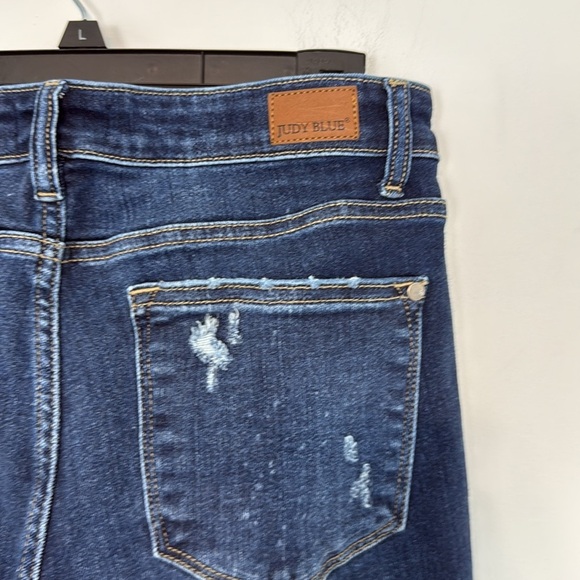 Judy Blue Distressed Boyfriend Fit Jeans. Size 11/30. Dark wash. Bleach Splatter - Picture 8 of 11